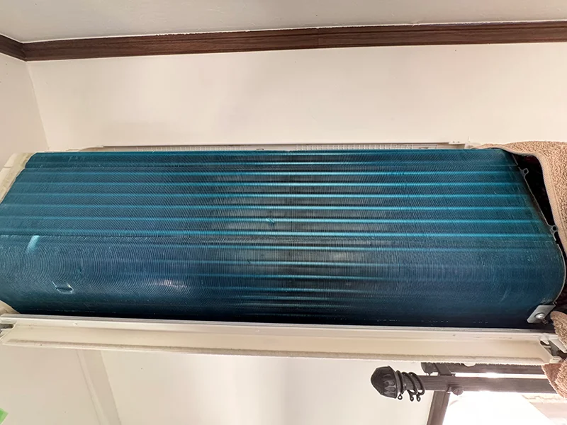 Blue heat exchanger after cleaning